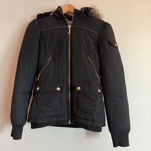 Juicy Couture Down Insulated Puffer Jacket Fur-Lined Hood, Women’s Size Small